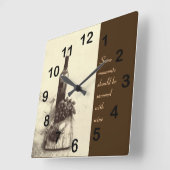 素朴なワイン・ボトルおよびブドウの時計 スクエア壁時計 (傾斜)