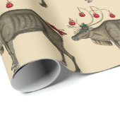 素朴なヴィンテージのクリスマスのトナカイ(Med。 イメージ) ラッピングペーパー (ロールコーナー)