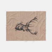 素朴なヴィンテージのシカの(雄ジカの)枝角 フリースブランケット (正面(横))