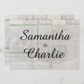 素朴なヴィンテージのシカゴの地図の結婚式招待状 招待状 (正面/裏面)