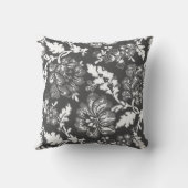 素朴なヴィンテージのダークグレーの花柄 クッション (裏面)