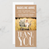 素朴なヴィンテージのベビーの誕生は写真感謝していしています サンキューカード (正面/裏面)