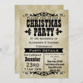 素朴なヴィンテージの国のクリスマスのパーティの招待状 招待状 (正面/裏面)