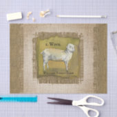 素朴なヴィンテージの子ヒツジのバーラップパターン 薄葉紙 (クラフト)