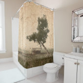 素朴なヴィンテージの旧式なベージュ農場の国の木 シャワーカーテン (インサイチュ)