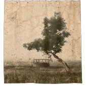 素朴なヴィンテージの旧式なベージュ農場の国の木 シャワーカーテン (正面)