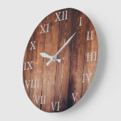 素朴なヴィンテージの暗い木製のローマ数 ラージ壁時計 (傾斜)