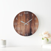 素朴なヴィンテージの暗い木製のローマ数 ラージ壁時計 (ホーム)
