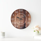 素朴なヴィンテージの暗い木製の姓の農家 ラージ壁時計 (ホーム)