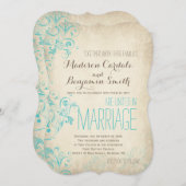 素朴なヴィンテージの水の華麗さの結婚式招待状 招待状 (正面/裏面)