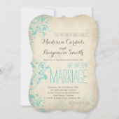 素朴なヴィンテージの水の華麗さの結婚式招待状 招待状 (正面)