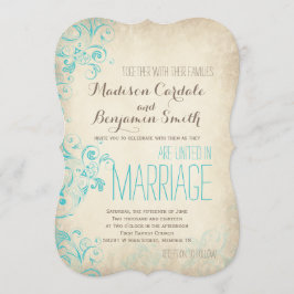 素朴なヴィンテージの水の華麗さの結婚式招待状 招待状