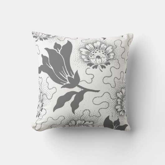 素朴なヴィンテージの灰色白の農家のスタイルの花柄 クッション (正面)