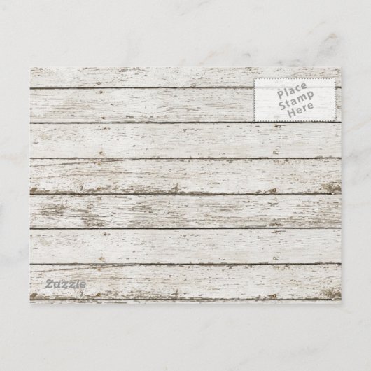 素朴なヴィンテージの白い納屋の木の日付を保存 案内ポストカード (裏面)
