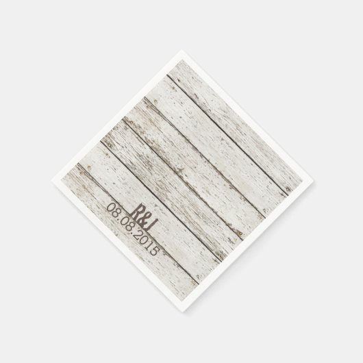 素朴なヴィンテージの白い納屋の木結婚の納屋 スタンダードカクテルナプキン (角)