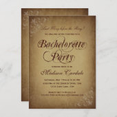 素朴なヴィンテージの紙のバチェロレッテの招待状 招待状 (正面/裏面)