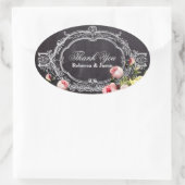 素朴なヴィンテージの花チョーク感謝していボード 楕円形シール (バッグ)