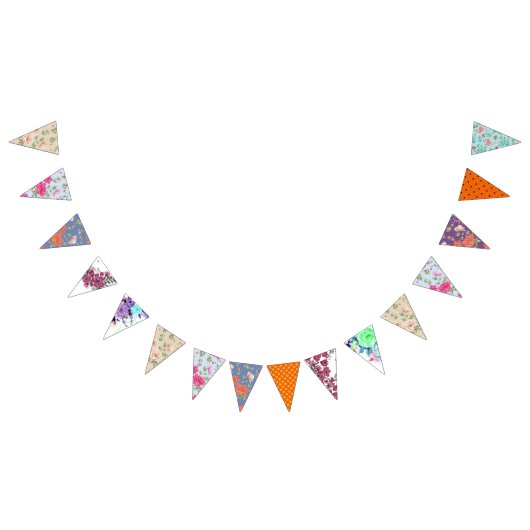 素朴なヴィンテージの装飾用の花パターン バンティングフラッグ (全)