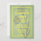 素朴なヴィンテージの黄色および緑の結婚式招待状 招待状 (正面)