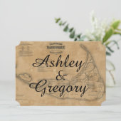 素朴なヴィンテージのNantucketの地図の結婚式招待状 招待状 (スタンド正面)