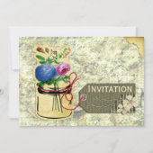 素朴なヴィンテージアジサイバラメイスンジャー招待状 招待状 (正面)