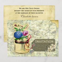 素朴なヴィンテージアジサイバラメイスンジャー招待状