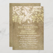 素朴なヴィンテージストリングライトのリハーサル夕食 招待状 (正面/裏面)