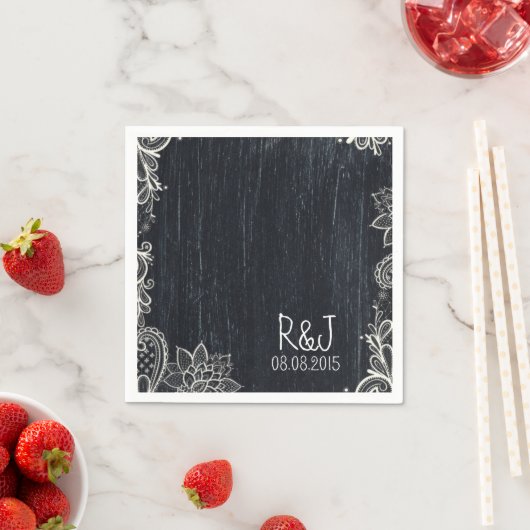 素朴なヴィンテージタイポグラフィ結婚シャルボード スタンダードカクテルナプキン (インサイチュ)