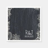 素朴なヴィンテージタイポグラフィ結婚シャルボード スタンダードカクテルナプキン (正面)