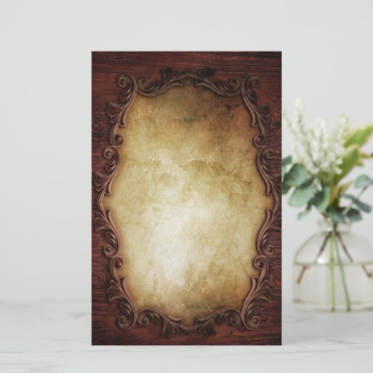 素朴なヴィンテージタイポグラフィ西部の田舎の結婚式 便箋 (スタンド正面)