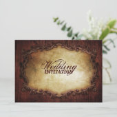 素朴なヴィンテージタイポグラフィ西部の田舎の結婚式 招待状 (スタンド正面)