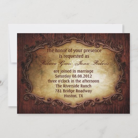 素朴なヴィンテージタイポグラフィ西部の田舎の結婚式 招待状 (裏面)