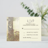 素朴なヴィンテージツリーと自転車ウェディングRSVP 出欠カード (スタンド正面)