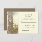 素朴なヴィンテージツリーと自転車ウェディングRSVP 出欠カード (正面/裏面)