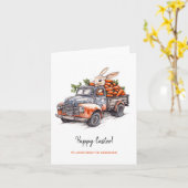 素朴なヴィンテージトラックの復活祭 カード (黄色い花)