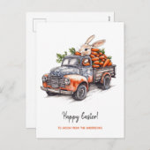 素朴なヴィンテージトラックの復活祭 シーズンポストカード (正面/裏面)