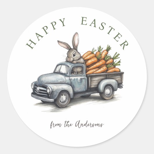 素朴なヴィンテージトラックの復活祭 ラウンドシール (正面)