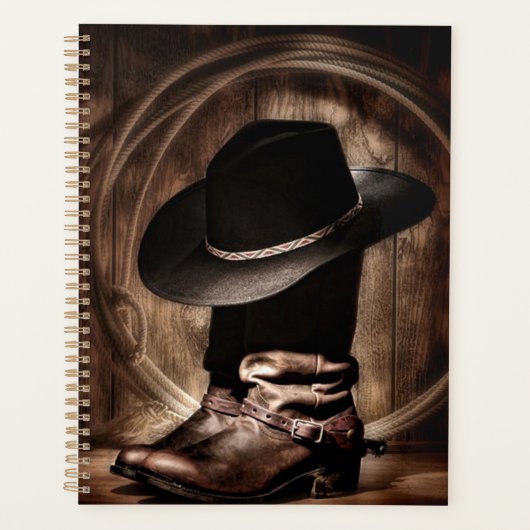 素朴なヴィンテージファームカウボーイブーツ西カントリー プランナー手帳 (正面)