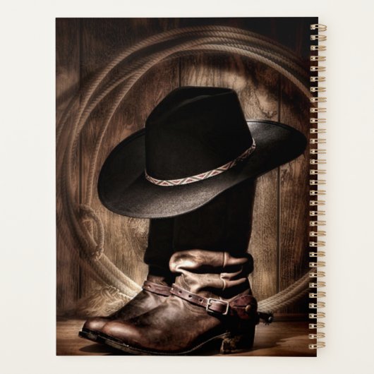 素朴なヴィンテージファームカウボーイブーツ西カントリー プランナー手帳 (裏面)