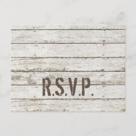 素朴なヴィンテージホワイトバーンウッドバーウェディングRSVP インビテーションポストカード
