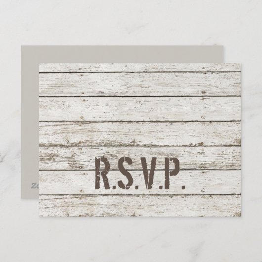 素朴なヴィンテージホワイトバーンウッドバーウェディングRSVP インビテーションポストカード (正面/裏面)