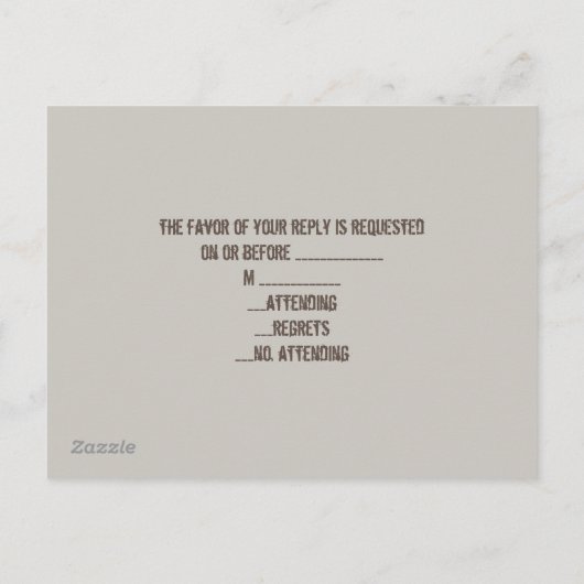 素朴なヴィンテージホワイトバーンウッドバーウェディングRSVP インビテーションポストカード (裏面)