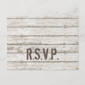素朴なヴィンテージホワイトバーンウッドバーウェディングRSVP インビテーションポストカード (正面)