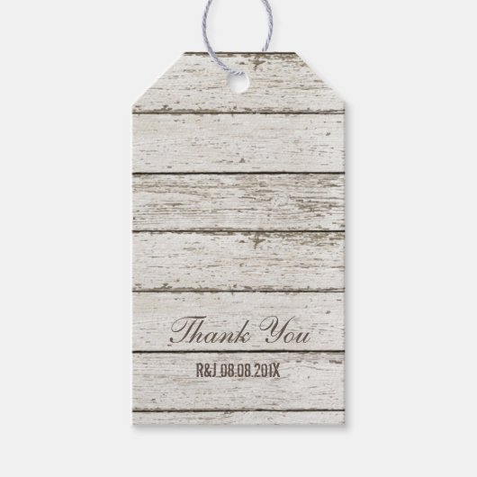 素朴なヴィンテージホワイトバーンウッドバーン結婚式の引き出物 ギフトタグ (正面)