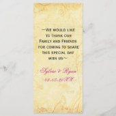 素朴なヴィンテージ明るい赤紫色結婚フローラカード メニュー (裏面)