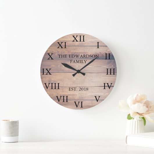 素朴なヴィンテージ木製のローマ数姓 ラージ壁時計 (ホーム)