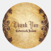 素朴なヴィンテージ西部の田舎の結婚式ありがとう ラウンドシール (正面)