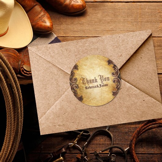 素朴なヴィンテージ西部の田舎の結婚式ありがとう ラウンドシール