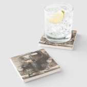 素朴なヴィンテージ車 ストーンコースター (横)