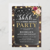 素朴なヴィンテージ エレガント サプライズ バースデー パーティー 招待状 (正面)